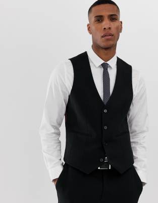 ASOS DESIGN super skinny suit waistcoat in black