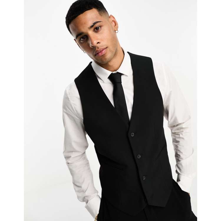 ASOS DESIGN super skinny suit waistcoat in black