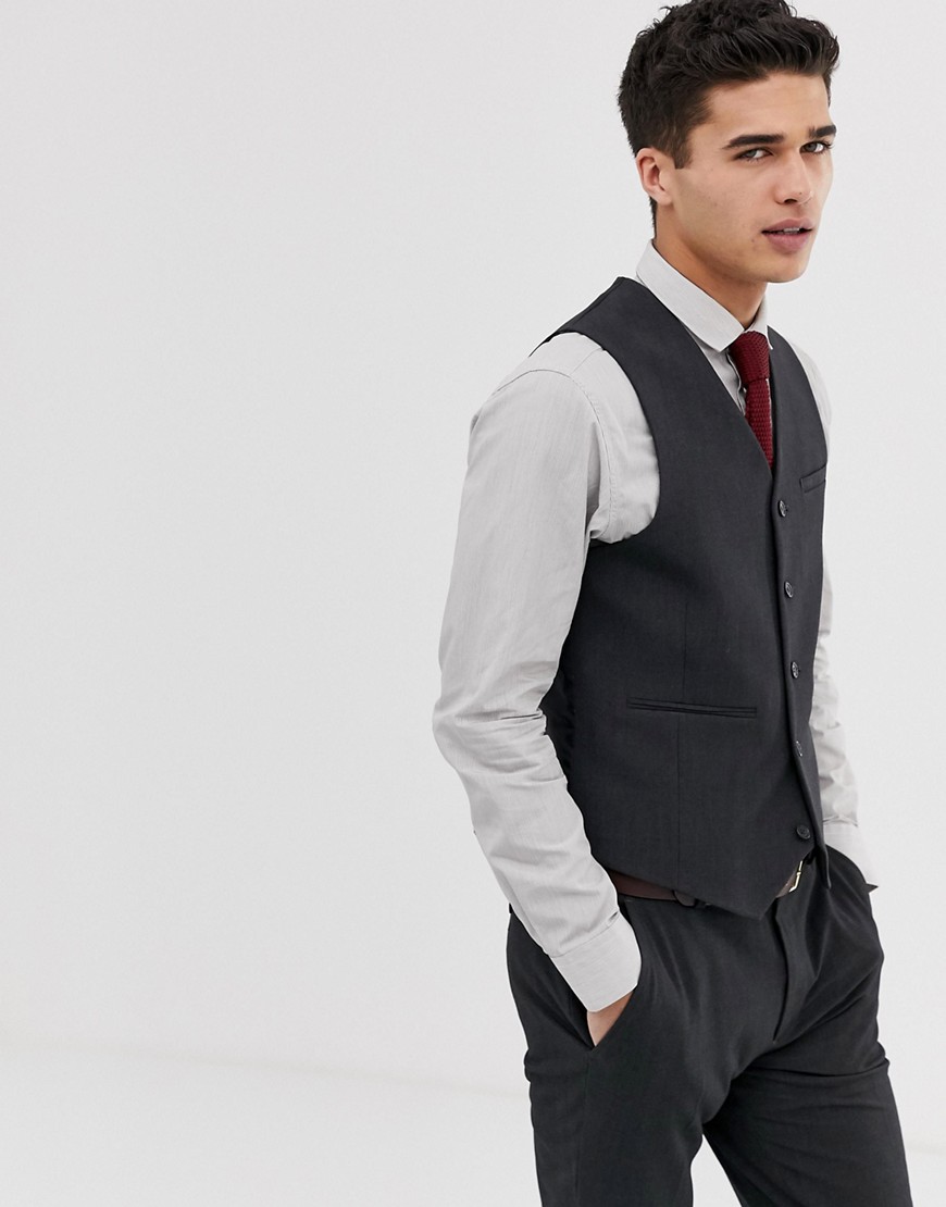 ASOS DESIGN super skinny suit waistcoat in charcoal-Grey