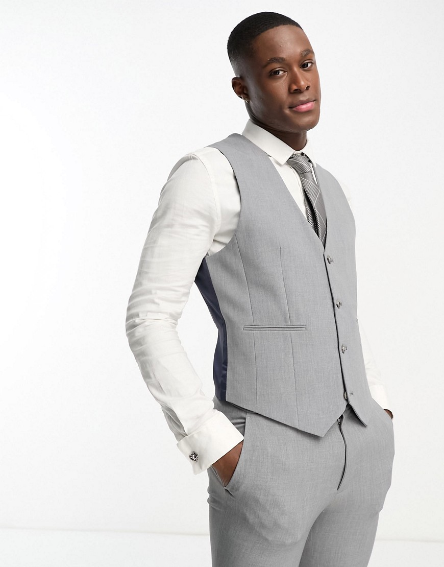 ASOS DESIGN super skinny suit waistcoat in grey