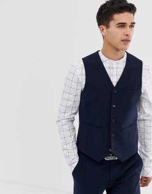 asos navy waistcoat skinny suit super