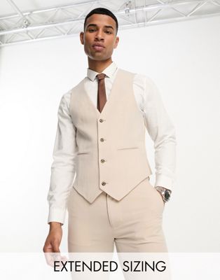 ASOS DESIGN super skinny suit waistcoat in stone-Neutral