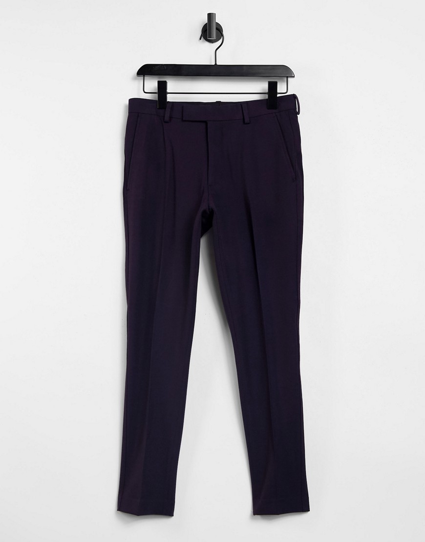 ASOS DESIGN super skinny tonic smart pants in plum-Purple