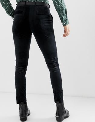 black velvet skinny trousers