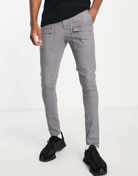 ASOS DESIGN super skinny trousers with front pockets in charcoal