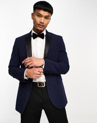 ASOS DESIGN super skinny tux jacket in navy - ASOS Price Checker