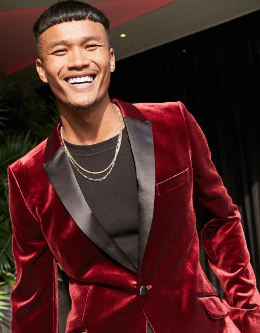 Asos red sale velvet suit