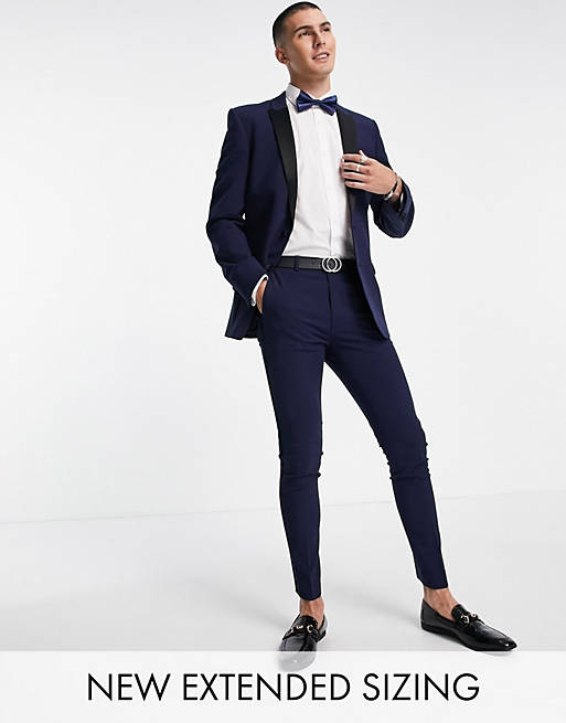 ASOS DESIGN super skinny tuxedo in navy suit jacket
