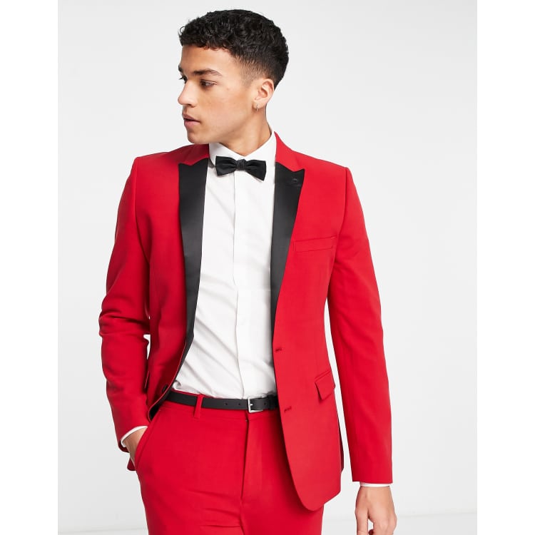 Red tuxedo jacket deals with black lapel