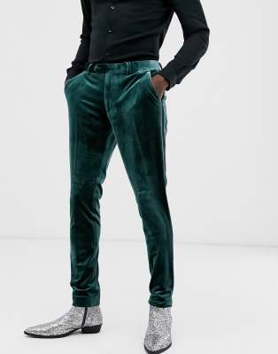 velvet pants green