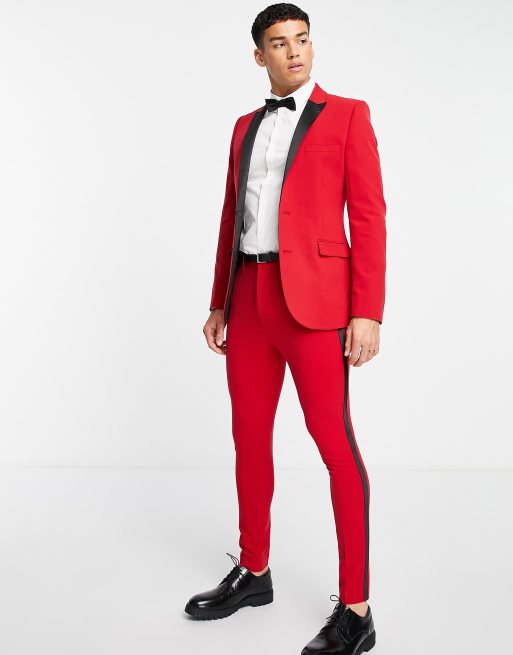 SIDE STRIPE SATIN EFFECT PANTS - Red