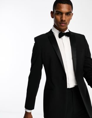 Asos Design Super Skinny Tuxedo Suit Jacket In Black