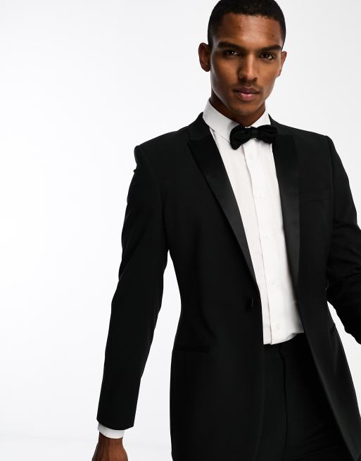 ASOS DESIGN super skinny tuxedo suit jacket in black | ASOS