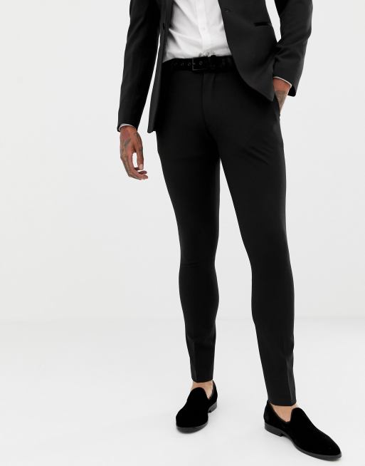 ASOS DESIGN super skinny tuxedo suit pants in black