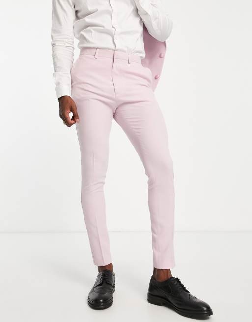 ASOS DESIGN super skinny tuxedo suit pants in pastel pink