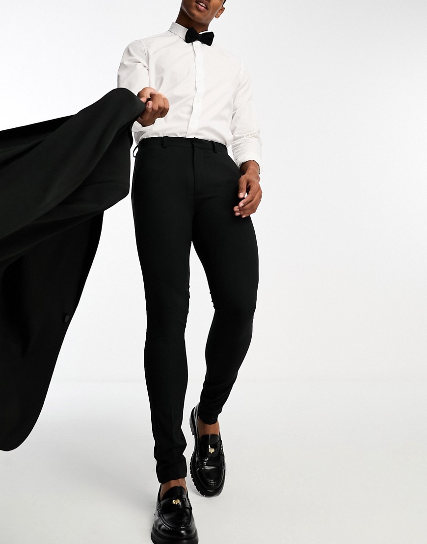 ASOS DESIGN super skinny tuxedo suit trousers in black