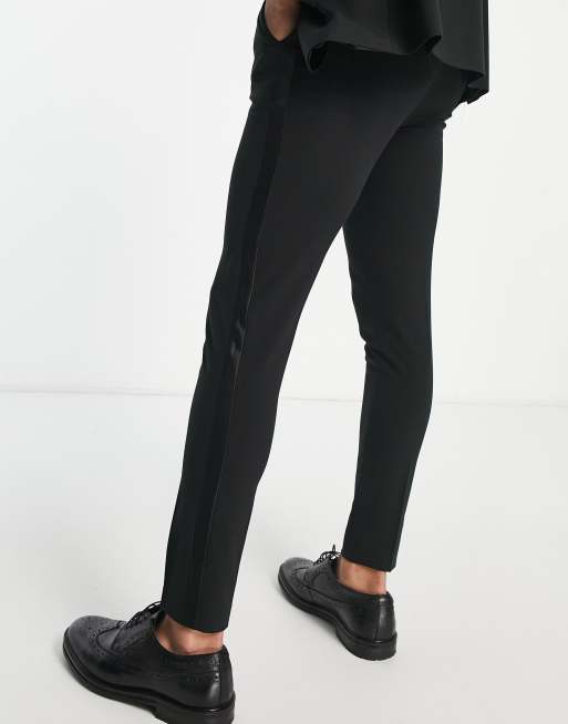 Black tuxedo trousers with satin details