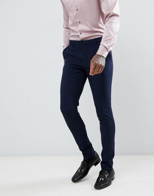 ASOS DESIGN slim tuxedo pants in navy