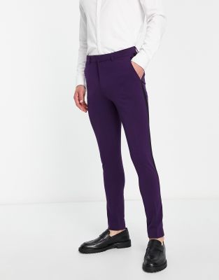 ASOS DESIGN super skinny tuxedo suit trousers in purple