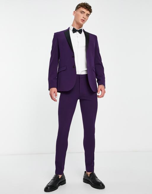 ASOS DESIGN super skinny tuxedo suit pants in black