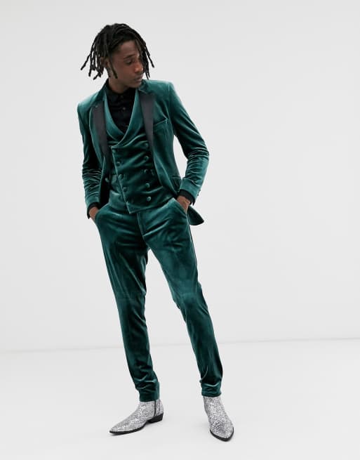 Forest green velvet clearance suit