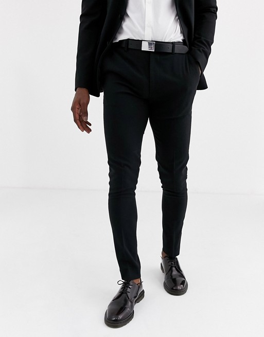 ASOS DESIGN super skinny tuxedo suit trousers in black