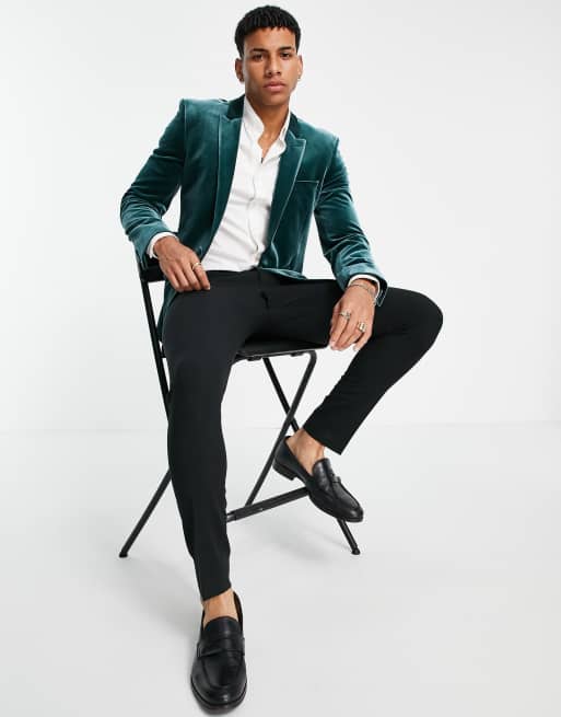 Asos green velvet on sale blazer