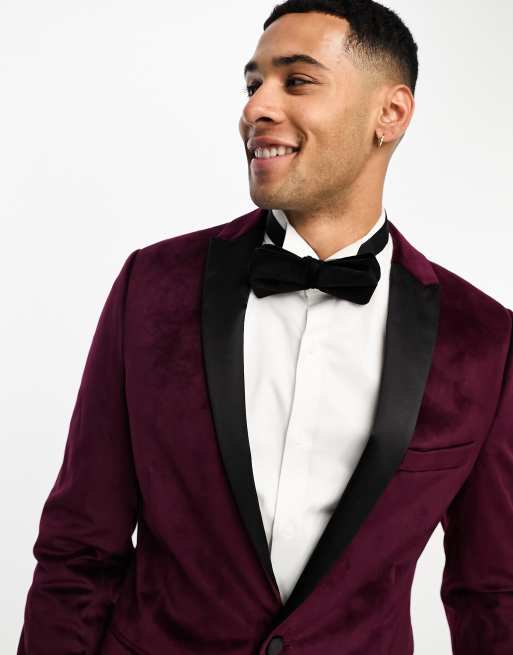 Asos burgundy hot sale velvet blazer