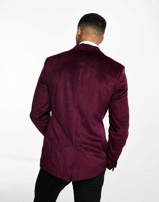 French Connection velvet blazer in burgundy