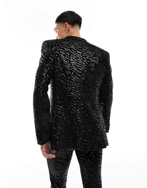 Suit Jacket Black Sparkly Jacket ASOS DESIGN Super Skinny Velvet