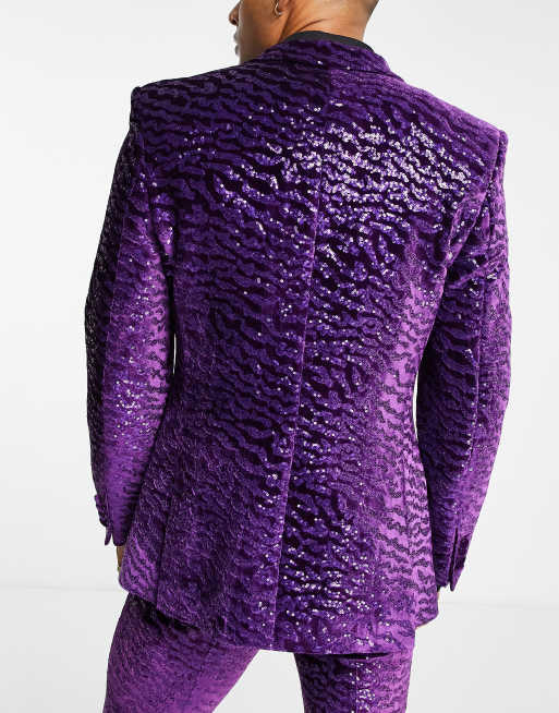 Mens purple sequin jacket sale