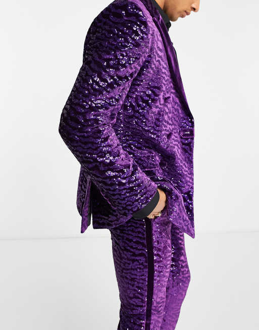 Purple sequin tuxedo on sale jacket