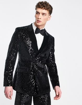 ASOS DESIGN super skinny velvet sequin suit jacket