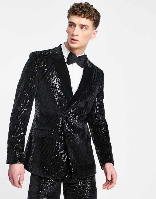 ASOS DESIGN super skinny velvet sequin suit jacket | ASOS