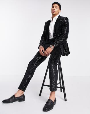 asos green sequin suit