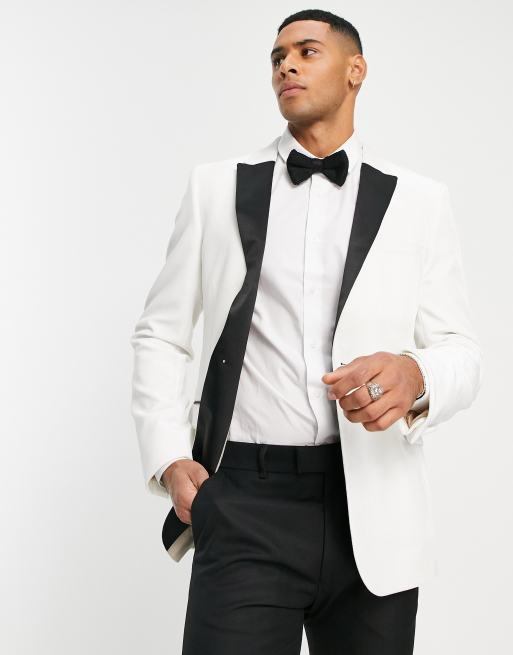 ASOS DESIGN super skinny velvet tuxedo blazer in white ASOS