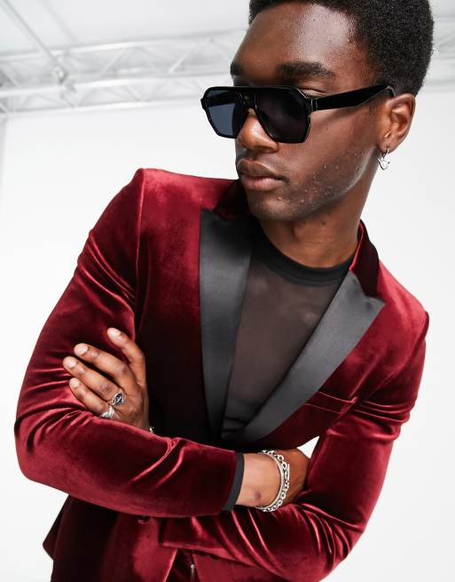 Burgundy suede hot sale suit jacket