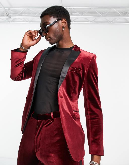 Asos red velvet blazer sale