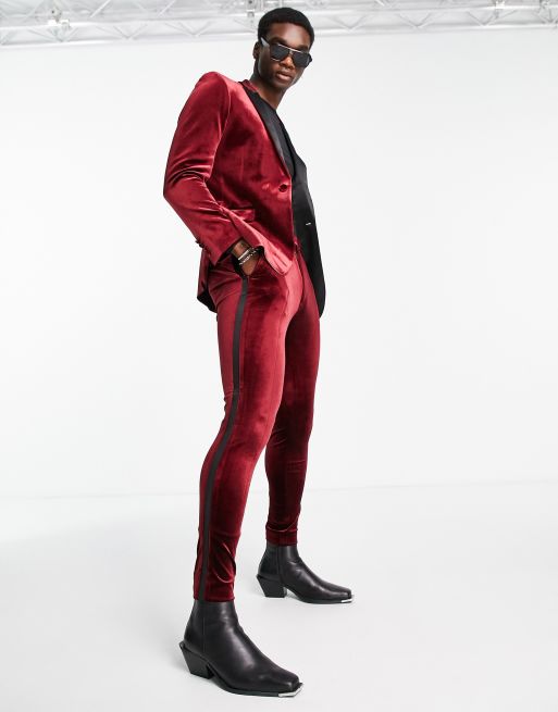 Asos red velvet blazer sale