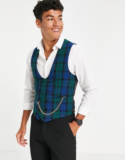 Mens black watch on sale waistcoat