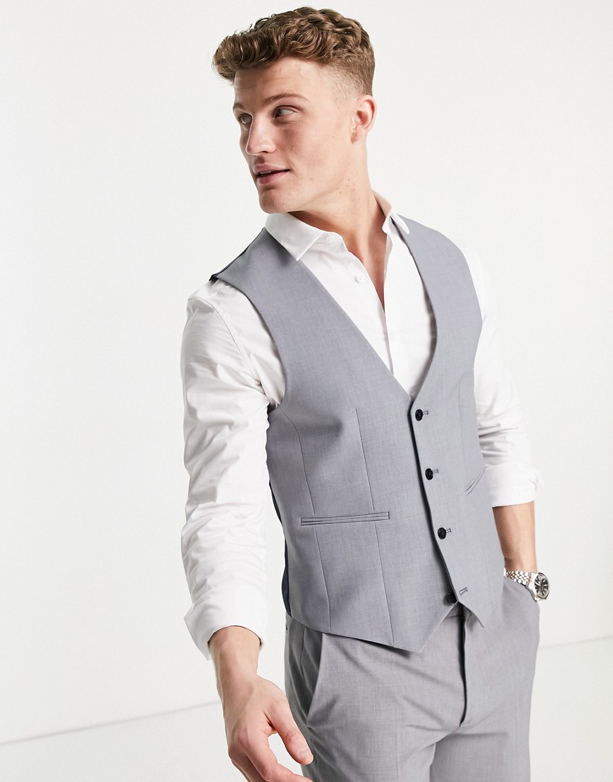 ASOS DESIGN super skinny waistcoat in mid grey