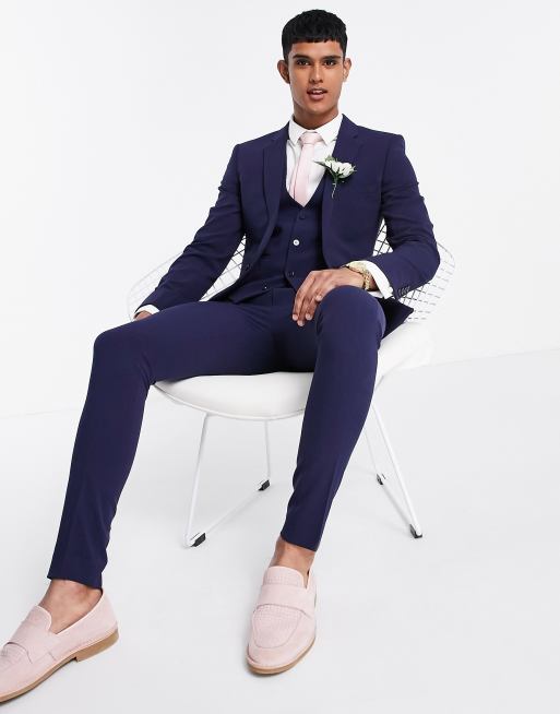 ASOS DESIGN super skinny waistcoat in navy, 4 of 4
