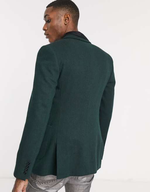 Forest Green Doublet Blazer Wool Silver Braid and Trim