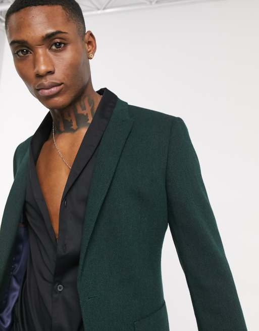 Forest Green Doublet Blazer Wool Silver Braid and Trim