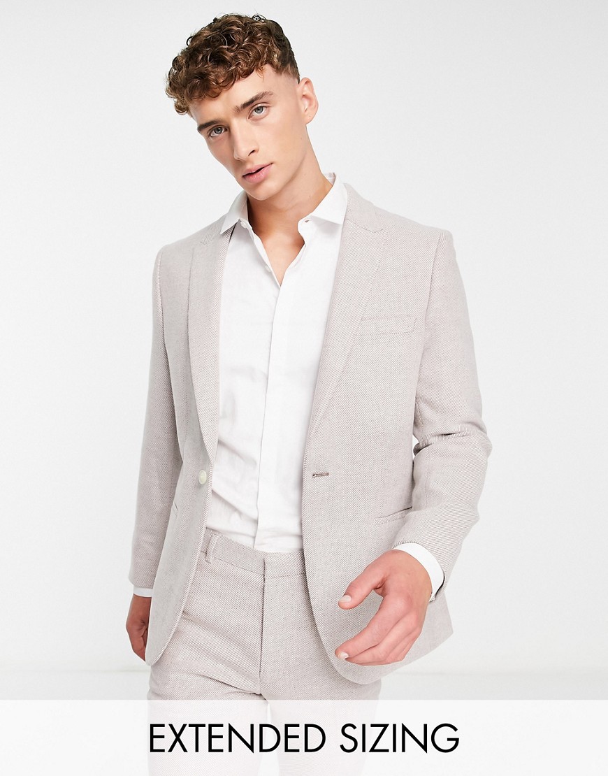 ASOS DESIGN super skinny wool mix suit jacket in blush pink twill