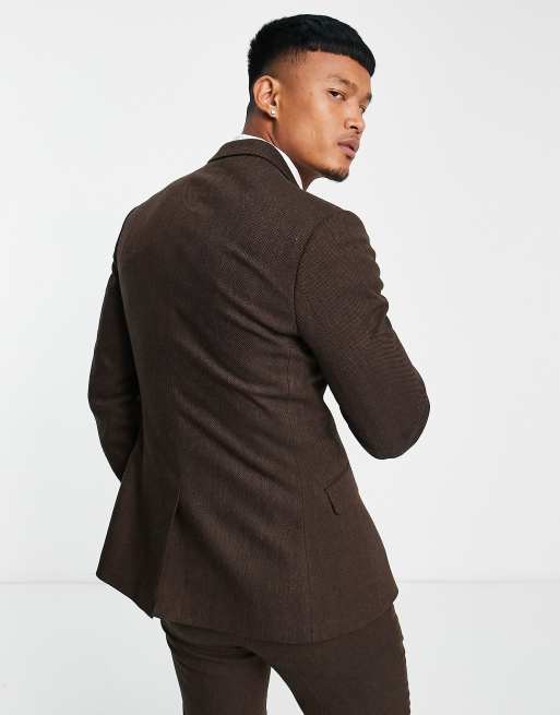 Regular Fit Wool-blend Jacket - Dark brown - Men