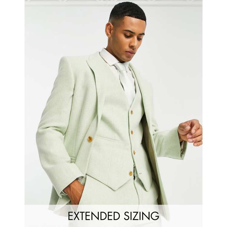 ASOS DESIGN skinny double breasted suit jacket in sage green