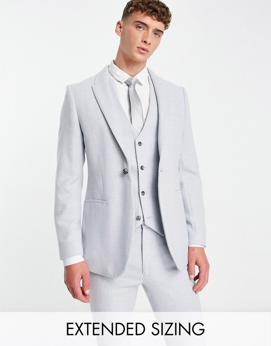 ASOS DESIGN super skinny wool mix suit jacket in light blue twill