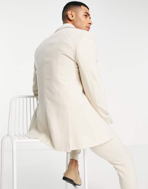 ASOS DESIGN super skinny wool mix suit jacket in stone twill, 2 of 4