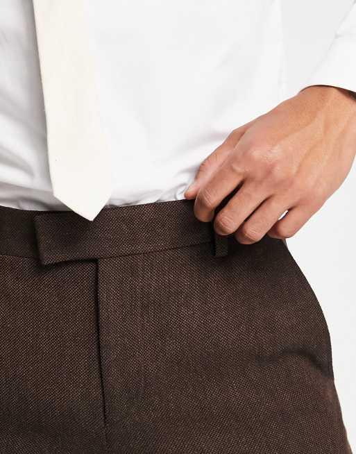 ASOS DESIGN super skinny wool mix suit pants in brown tweed ASOS